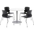 Kfi KFI 36" Round Table & Chair Set, Designer White Table With Black Chairs OLTFL36RD-B1922-SL-D354-4-OL2700-P10